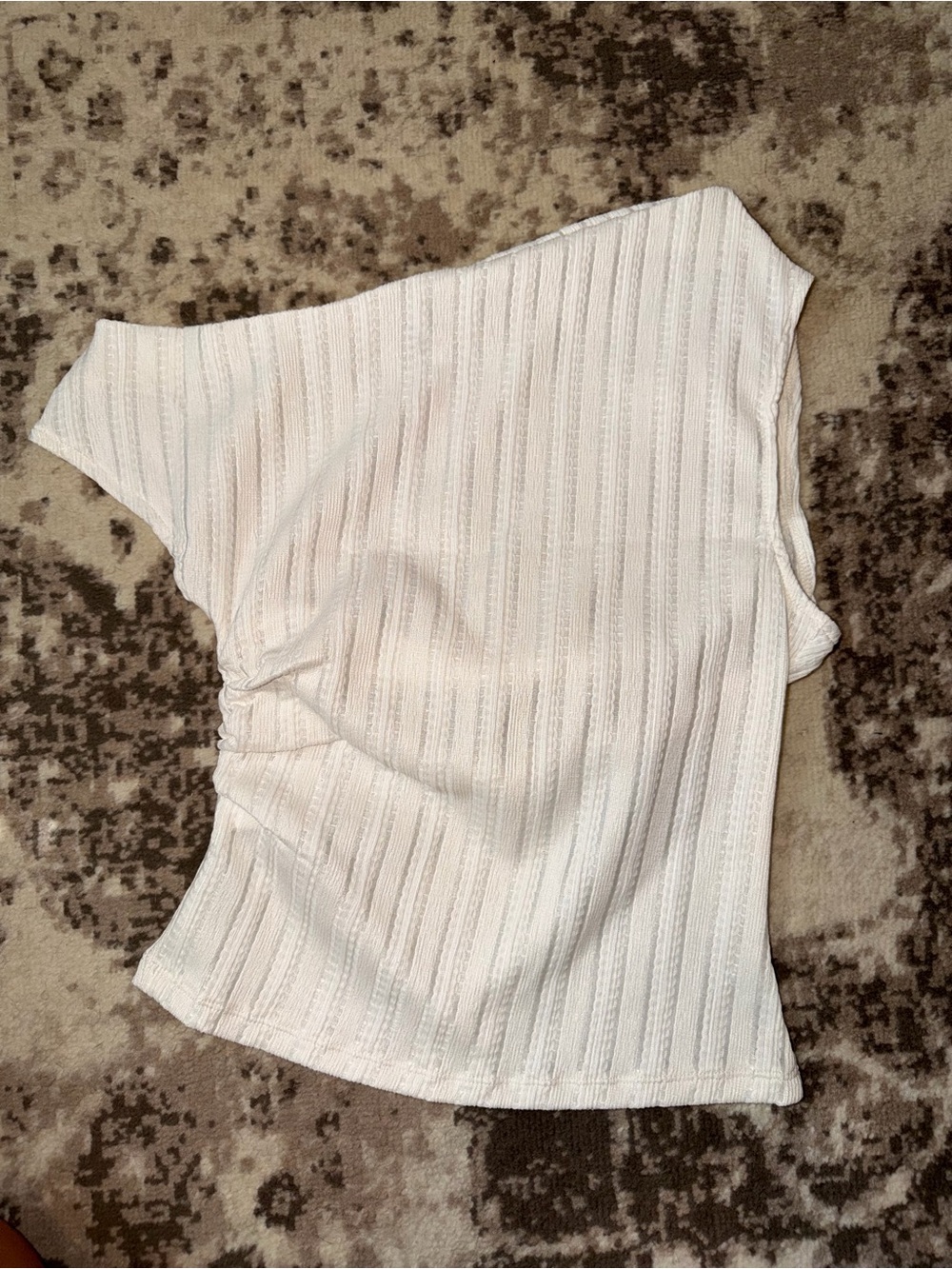 H&M Cream Ribbed One Shoulder Top - Picture 3 of 3
